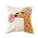 Fennco Styles Embroidered Giraffe Decorative Cotton Throw Pillow Cover 17 W x 17 L - Colorful Animal Cushion Case for Home Kids Room Playroom Bedroom Living Room Nursery Office DÃ©cor