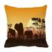 ABPHQTO Horizontal Of Wild Elephants In African Sunset Trees Pillow Case Pillow Cover Pillow Protector Two Sides For Couch Bed 16x16 Inch