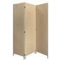 3 Panel Fabric Upholstered Wooden Screen with Straight Legs Beige