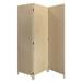 3 Panel Fabric Upholstered Wooden Screen with Straight Legs Beige