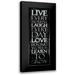 Villa Mlli 9x18 Black Modern Framed Museum Art Print Titled - Live Laugh Love Learn