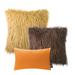 Phantoscope Designer s Choice Decorative Throw Pillow Set Fluffy Faux Fur & Modern Faux Leather Bundle 12 x 20 Orange Leather + 20 x 20 Brown Fur + 22 x 22 Orange Fur 3 Pack