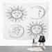 UFAEZU Silver Boho Flash Tattoo Sun and Crescent Moon Antique Wall Art Hanging Tapestry Home Decor for Living Room Bedroom Dorm 51x60 inch