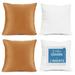 Nestl Plush 2 Pack Solid Decorative Microfiber Square Throw Pillow Cover with Throw Pillow Insert for Couch Rust 22 x 22