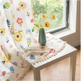 Bohemian Curtains Semi-Blackout Drapes Cotton Linen Farmhouse Curtain Panels for Living Room Bedroom 2 Panel W59.06 x L94.49 Grommets Design.