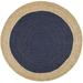 Vipanth Exports Round Jute Rug Blue with Beige Border Handmade Area Rug For Home Decor ( 2x2 Feet)
