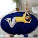 SAYFUT Rugs for Bedroom Fluffy Shag Fuzzy Soft Carpet Plush Shaggy Bedside Area Rug Indoor Floor Living Room Carpet for Kids Boys Teen Dorm Home Decor Diameter 63.78in/ 162cm