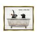 Stupell Industries Scrub a Dub Dub Quote Family Pet Dog Bath Metallic Gold Framed Floating Canvas Wall Art 16x20 by Lori Deiter