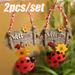 Happy date 2Packs Sunflower with Ladybugs Welcome Sign Decorative Vintage Hanging Sign for Wall Home Door Garden Porch Decor Sunflower Spring Door Wreath Indoor Outdoor Decoration