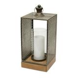 Home Decorative Candle Holder 7.25 L X 17.25 H Iron Wood Glass