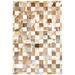 Brown Leather Rug 4X6 Modern Flatweave Scandinavian Geometric Room Size Carpet