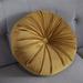 Round Cushions Pillows Solid Color Velvet Chair Sofa Pumpkin Throw Pillow Pleated Round Pillow for Home Bed Car Decor Floor Pillow Cushion (Yellow)