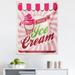 Ice Cream Tapestry Retro Style Strawberry Ice Cream Logo in Soft Tones Homemade Pop Art Fabric Wall Hanging Decor for Bedroom Living Room Dorm 5 Sizes Hot Pink Maroon Cream by Ambesonne