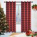 Goory 1pc 52 Width Christmas Checker Plaid Blackout Curtain Grommet Room Darkening Curtain Xmas Window Drape Eyelet Ring Top Window Curtain Panel For Bedroom Living Room Red W:52 xL:63