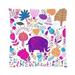 WOPOP Home Decor Color Multi Cute Cartoon Elephant With Flowers Zippered Throw Pillow Cover Cushion Case 16x16 inches Two Sides Printing