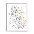 Stupell Industries Illustrated California State Landmarks Map Diagram 11 x 14 Design by Ziwei Li