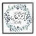 Stupell Industries Home Sweet Home Greeting Blue Green Eucalyptus Plant Wreath 24 x 24 Design by Kim Allen