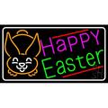 Multicolor Happy Easter 1 LED Neon Sign 20 x 37 - inches Clear Edge Cut Acrylic Backing with Dimmer - Bright and Premium built indoor LED Neon Sign for special occasion decor.