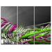 Design Art Fractal 3D Green Purple Stripes - 3 Piece Graphic Art on Wrapped Canvas Set