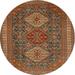 Ahgly Company Indoor Round Traditional Saffron Red Persian Area Rugs 3 Round