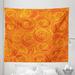 Orange Tapestry Outline Romantic Roses in Seasonal Autumn Colors Abstract Flower Blossoms Fabric Wall Hanging Decor for Bedroom Living Room Dorm 5 Sizes Orange and Vermilion by Ambesonne