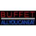 Red Buffet All You Can Eat LED Neon Sign 10 x 24 - inches Clear Edge Cut Acrylic Backing with Dimmer - Bright and Premium built indoor LED Neon Sign for restaurant window and interior decor.