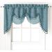 Ultra Elegant Clipped Jacquard Georgette Fringed Window Valance With an Attached Sheer Swag by GoodGram - Turquoise