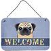 Carolines Treasures BB1448DS812 Fawn Pug Welcome Wall or Door Hanging Prints 8x12 multicolor