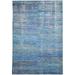 Hand Woven Blue Rayon From Bamboo Rug 7X11 Modern Bohemian Striped Large Carpet