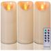 Outdoor Waterproof Flameless Candles Set of 3 LED Plastic Candles with Timers and Remote Control 3 x 7 Ivory