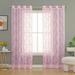 Goory 1pc Grommet Voile Window Curtain Floral Tulle Window Drape Eyelet Ring Top Sheer Curtain Valance Pink W:55 x L:96