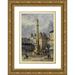 Auguste-SÃ©bastien BÃ©nard 18x24 Gold Ornate Framed and Double Matted Museum Art Print Titled - Place Du Chatelet and La Fontaine Des Palmiers. (1846)