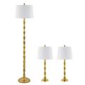 SAFAVIEH Aurelia Classic Floor and Table Lamps Set Gold Set of 3