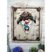 Rustic Western Lizard Gecko Cow Skull With Colorful Roses Wall Decor Plaque