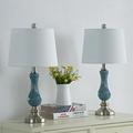 Maxax 23in Light Blue Bedside Lamp Set of 2 with White Fabric Drum Shade