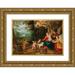 Jan van Balen 24x18 Gold Ornate Framed and Double Matted Museum Art Print Titled - The Holy Family with the Infant Saint John and Angels in a Wooded Landscape with a Moated Castle in the Bac