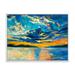 Cloudy Sunset Over Wide Open Ocean Horizon 32 in x 24 in Framed Painting Canvas Art Print by Designart