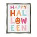 Stupell Industries Pastel Happy Halloween Text Whimsical Pumpkin Motif Graphic Art Luster Gray Floating Framed Canvas Print Wall Art Design by Jess Baskin