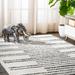 Petra Stripe Geometric Shag White/Gray 3 ft. x 5 ft. Area Rug