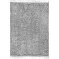 nuLOOM Gelina Soft Shaggy Tassel Area Rug 6 7 x 9 Light Gray