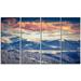 Design Art Winter Alpine Sunset Over Hills 4 Piece Photographic Print on Wrapped Canvas Set