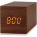 Digital Alarm Clock with Wooden Electronic LED Time Display 2.5-inch Cubic Small Mini Wood Made Electric Clocks for Bedroom Bedside Desk Brown