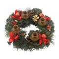 14 Christmas Advent Wreath Ring Candle Holder Red Ribbon and Pine Cones Advent Calendar Season Candle Holder Centerpiece Decor X-mas Candles Decorations