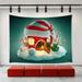 CADecor Christmas Decor Tapestry Christmas Houses Winter Hat Snow Balls Door New Year Pattern Wall Decor Wall Hanging Tapestry 60x80 inch