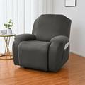 CUH Washable Couch Cover Recliner Armchair Cover Plain Stretch Slipcover Solid Color Sofa Covers Furniture Protector Dark Gray 3 Seat