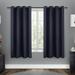 Exclusive Home Sateen Twill Woven Room Darkening Blackout Grommet Top Curtain Panel Pair 52 x108 Peacoat Blue