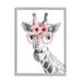 Stupell Industries Pink Flower Crown Monochrome Giraffe Wearing Glasses 16 x 20 Design by Annalisa Latella