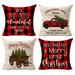 Kithomer Christmas Decorations Pillow Covers Set Of 4 Christmas Buffalo Plaid Farmhouse Decor Throw Pillow Cases Retro Truck Cushion Cover 18 X 18 Inch Home Decoration