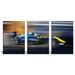 wall26 - 3 Panel Canvas Wall Art - Racing Car in Motion at High Speed - Giclee Print Gallery Wrap Modern Home Art Ready to Hang - 24 x36 x 3 Panels