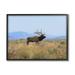Stupell Industries Elk Grazing Pasture Grassland Blue Distant Mountains Framed Wall Art 30 x 24 Design by Daniel Sproul